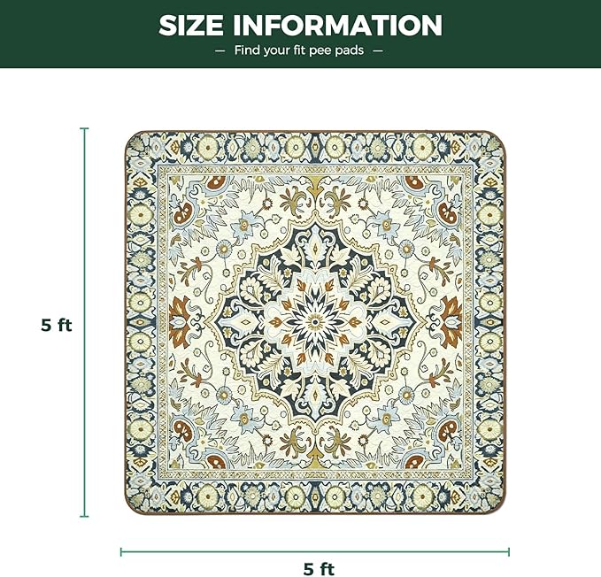 FXW Washable Pee Pads for Dogs, Puppy Pads with Super Absorbent, Specifically Designed for Rollick/Homeplus 24inch 8 Panels Dog Playpen, 63" Square, Boho Beige, 1 Pack