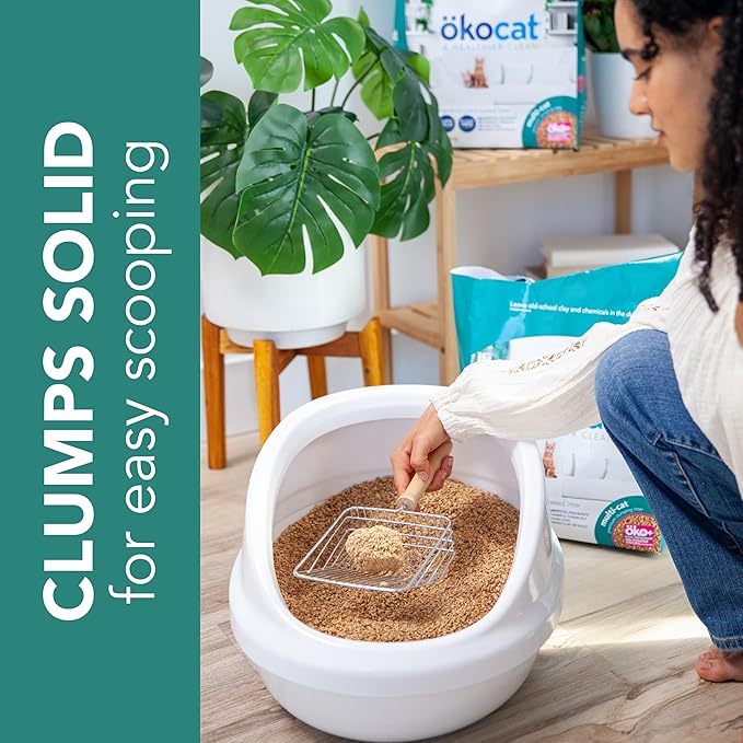 ökocat Multi-Cat Wood Clumping Cat Litter, Unscented, 12.6 pounds - Natural Ingredients, Obliterates Odors with Natural Odor Neutralizer, Clumps Solid, 99% Dust Free, Great for Multiple Cats