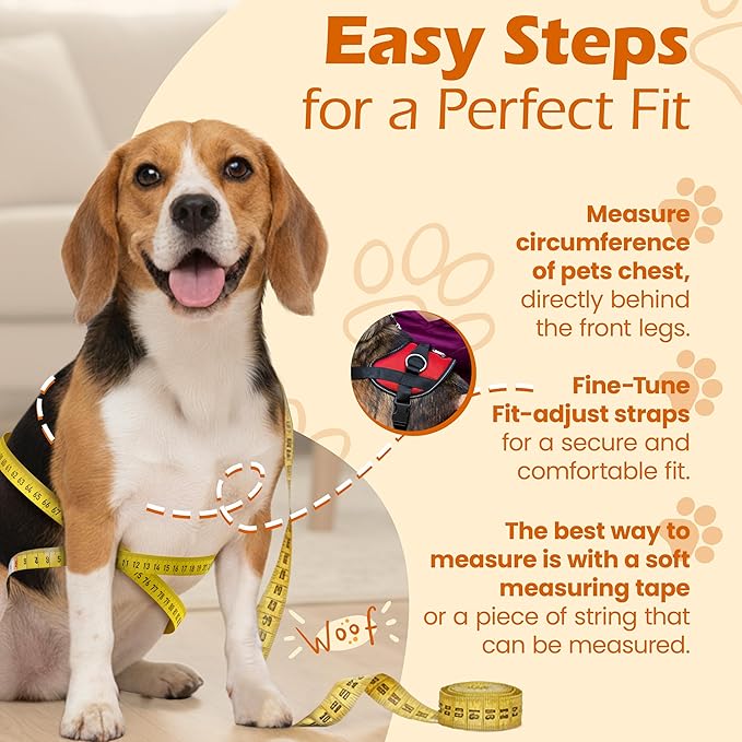 Bark Appeal Red No-Pull Dog Harness for Medium to Large Sized Pets – Adjustable, Reflective Vest with 3 Leash Clips for Added Control, Easy Walks & Training – Large
