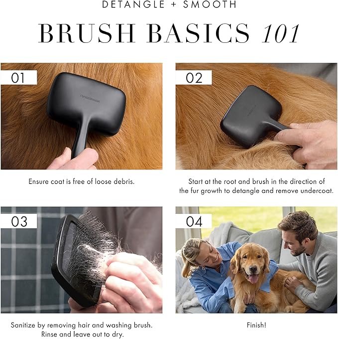 Tweezerman Dog and Cat Slicker Brush for Pets, Grooming Brush with Coated Bristles to Prevent Scratching and Ergonomic Handle