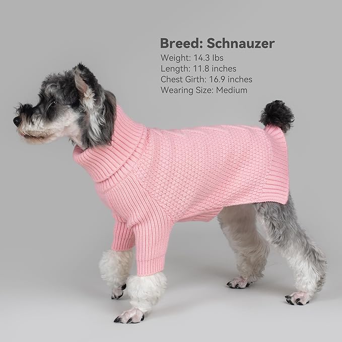 cyeollo Dog Sweater Turtleneck Knitwear Pullover Sweaters for Small Dogs Warm Pet Clothes Soft for Fall Winter,Pink, M