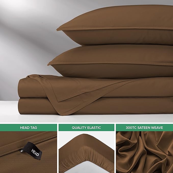 Pure Bamboo Twin Sheets, Genuine 100% Organic Viscose Derived from Bamboo Bed Sheet Set, Luxuriously Soft & Cooling, Double Stitching, 2 Year Quality Promise (Twin, Coconut Husk)