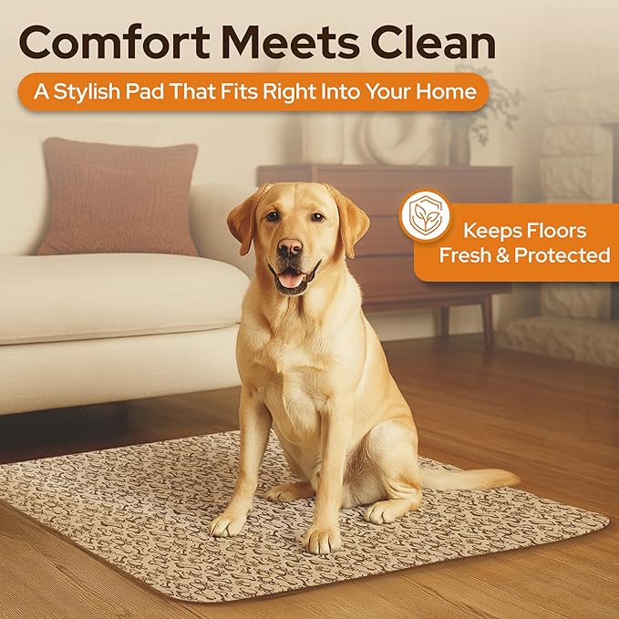 Large Washable Dog Pee Pads 48x48 - Waterproof Reusable Puppy Training Pads, Whelping Mat with Non-Slip Bottom for Dogs, Crates, Playpens, Travel - Floor Protection, Pack of 2