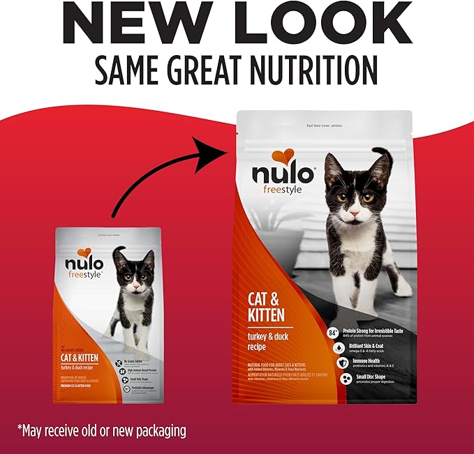 Nulo Freestyle High Protein Cat & Kitten Food, Turkey & Duck Recipe - Natural Grain-Free Dry Cat Food with Omega Fatty Acids & Probiotics, 4 lb Bag