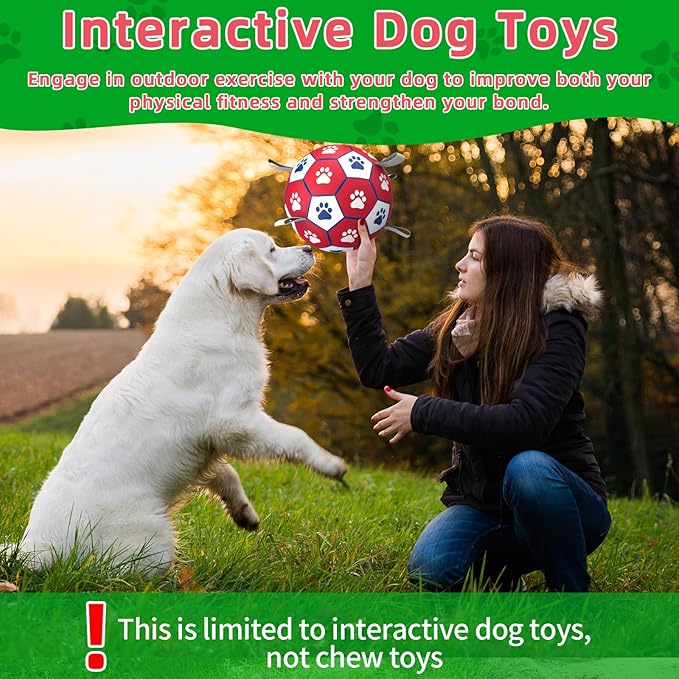 Diman Premium Large Dog Toys Dog Soccer Ball with Straps Dog Balls for Indoor Outdoor Gift for Birthday for Extra Large Dog Interactive Dog Toys Water Toy（9 Inch）