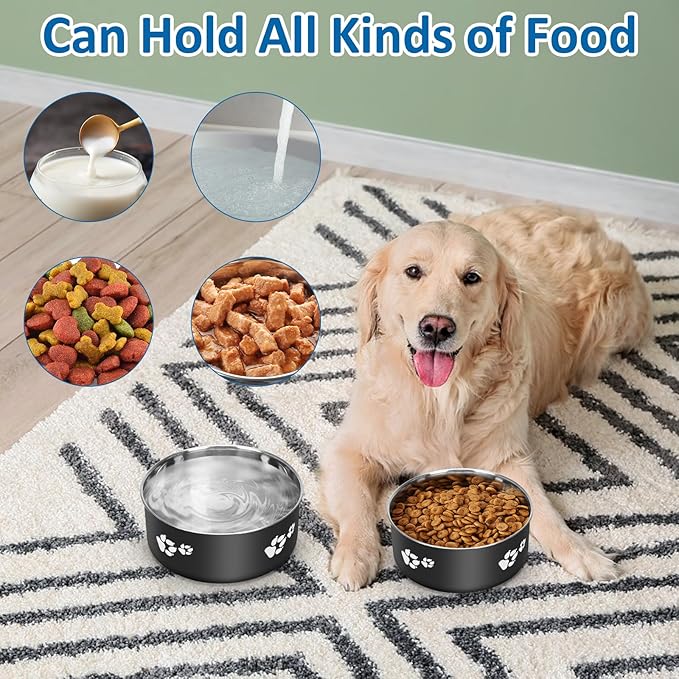 Kennel Water Bowls No Spill, 2pack Stainless Steel Dog Food & Water Bowls for Kennel Cage Crate, Hanging Pet Bowls for Small and Large Dogs, Cats...(7.1 * 2.8”& 6.3 * 2.6”)