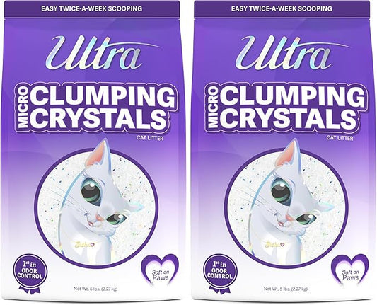 Ultra Pet Clumping Crystal Cat Litter, White Crystals with Multicolor Crystals, 5 Lbs (Pack of 2)