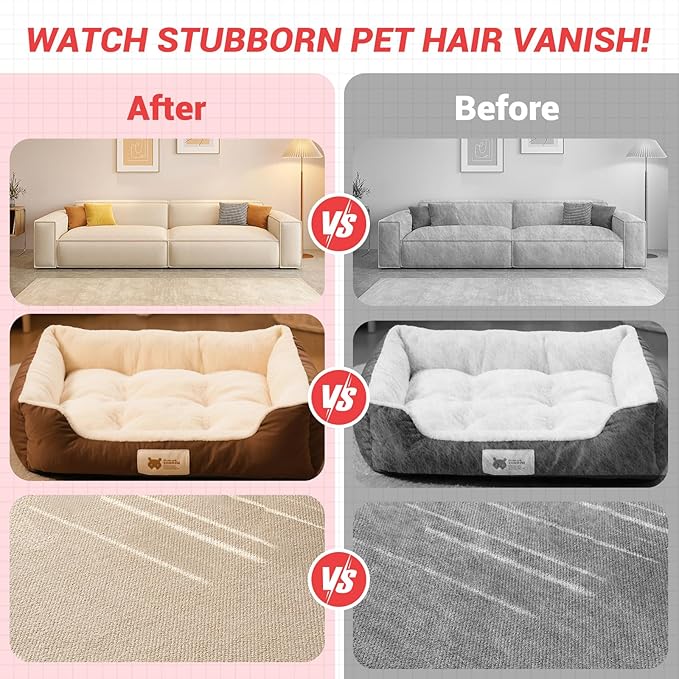 2 PCS Electrostatic Pet Hair Removal Glove, Upgraded Reusable Grooming Gloves for Dogs & Cats, Efficient Fur Remover for Couch, Car Seat, Furniture, Carpet, Animal Fur Removal Tool