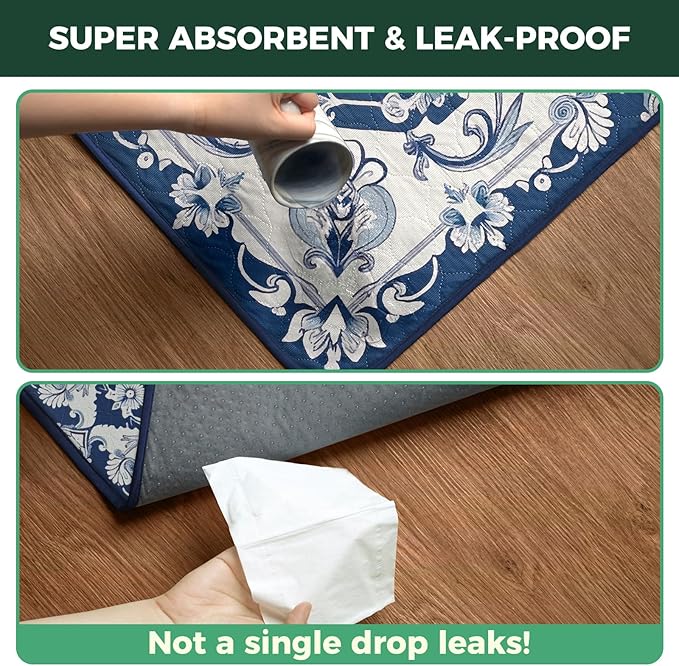 FXW Washable Pee Pads for Dogs, Puppy Pads with Super Absorbent, Specifically Designed for 24inch Cages, 17" x 23" Rectangle, Mandala Blue, 2 Packs