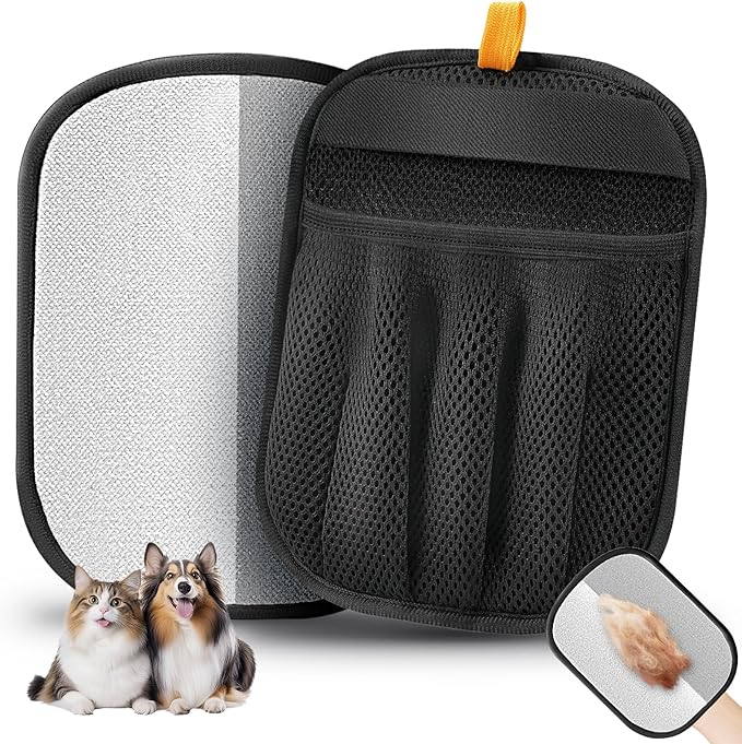 2 Pcs Pet Hair Removal Glove for Cats & Dogs, Five-Finger Electrostatic Pet Hair Gloves, Reusable Pet Hair Removal Tools,Cat & Dog Hair Remover for Couch, Suitable for, Bed Sheets, Clothes, Carpets