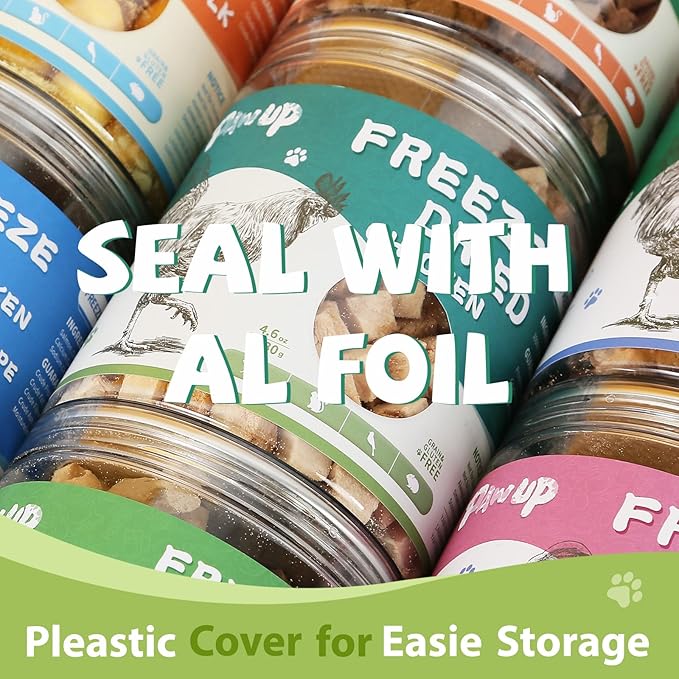 PAWUP Freeze Dried Dog Treats,Chicken Breast&Organs Recipe Raw Dog Food Topper, High Protein Freeze-Dried Food for Cats, Rawhide Free, Gluten&Grain Free, 5.3oz