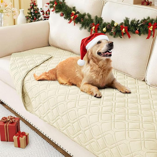 hyha Waterproof Dog Bed Blanket, Soft Pet Blankets, Waterproof Couch Cover for Dogs, Reversible Sofa Covers Washable for Furniture (30x70 Inch, Beige/Beige)