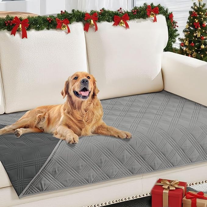 hyha Waterproof Dog Blanket, Reversible Pet Bed Blanket, Soft Sofa Couch Cover for Dogs Washable, Waterproof Pet Couch Covers for Sofa Puppy Cats Furniture Protector(30"x70", Grey/Dark Grey)