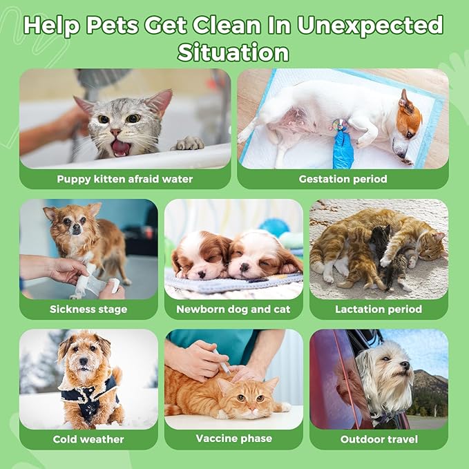 Vannon Extra Thick Pet Bathing Wipes for Dogs & Cats, Cleaning & Odor-Controlling Grooming Gloves, Nourish Fur Glove Wipes for Daily Care and Traveling, Rinse Free, Coconut Scent, 4 Pack, 24 PCS