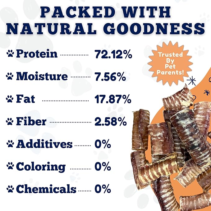 Amazing Dog Treats - 6 Inch Beef Trachea Dog Chews (100 pcs) - Trachea Dog Treats - NO Hide - Digestible and Safe Chews for Dogs - Glucosamine and Chondroitin for Joint Health for Dogs