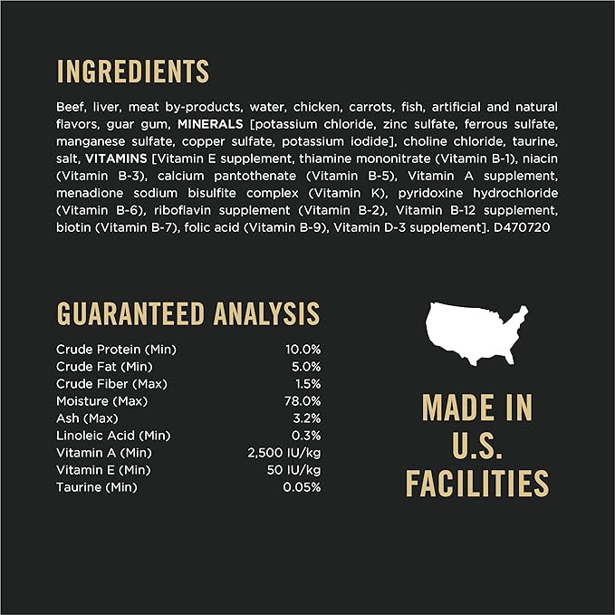 Purina Pro Plan Grain Free Wet Cat Food Pate, COMPLETE ESSENTIALS Beef & Carrots Entree Classic - (Pack of 24) 3 oz. Pull-Top Cans