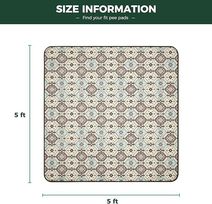 FXW Washable Pee Pads for Dogs, Puppy Pads with Super Absorbent, Specifically Designed for FXW Rollick/Homeplus 24inch 6 Panels Dog Playpen, 39" x 63" Rectangle, Tribal Beige, 1 Pack