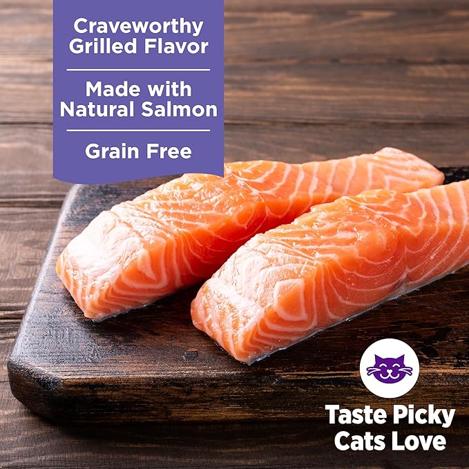 Wellness Complete Health Grilled, Adult Wet Cat Food, Natural, Protein-Rich, Grain-Free, Canned, 3 Ounce, 12 Pack, (Salmon and Chicken Entrée Recipe)