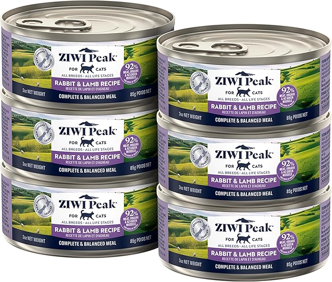 ZIWI Peak Wet Cat Food – All Natural, High Protein, Grain Free, Limited Ingredient, with Superfoods (Rabbit & Lamb, Case of 6, 3oz Cans)