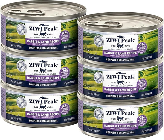ZIWI Peak Wet Cat Food – All Natural, High Protein, Grain Free, Limited Ingredient, with Superfoods (Rabbit & Lamb, Case of 6, 3oz Cans)