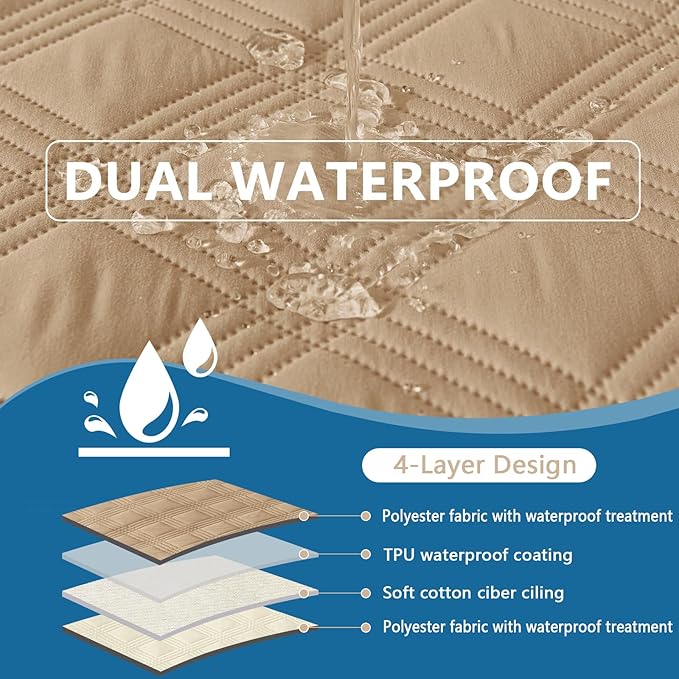 hyha Waterproof Dog Blanket, Reversible Pet Bed Blanket, Soft Sofa Couch Cover for Dogs Washable, Waterproof Pet Couch Covers for Sofa Puppy Cats Furniture Protector(40"x80", Camel/Beige)