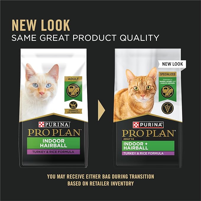 Purina Pro Plan Hairball Management, Indoor Cat Food, Turkey and Rice Formula - 7 lb. Bag