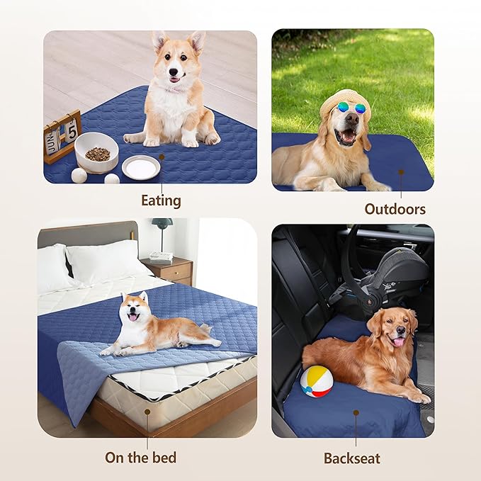 gogobunny 100% Double Sided Waterproof Dog Blanket Soft Pet Bed Cover Reversible Protect Furniture Couch Sofa Car for Puppy Cat Kids (Dark Navy/Light Navy, 30x80 Inch (Pack of 1))