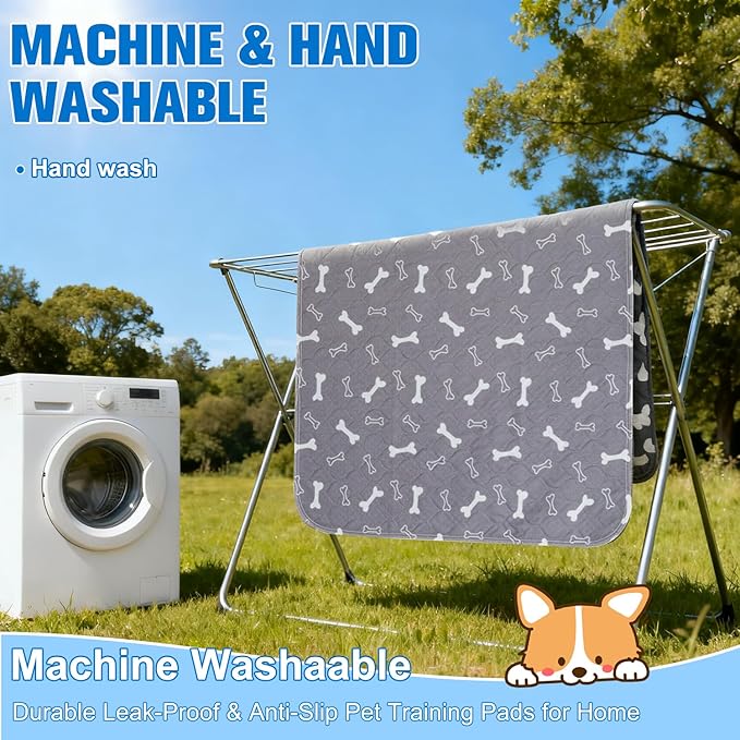 Puppy Pad Pee Pads, Puppy Pads with Pheromones, Reusable and Washable Pee Pads for Dogs & Cats, Leak-Proof & Anti-Slip Pet Training Pads, Fast Absorbent for Home/Travel (L)