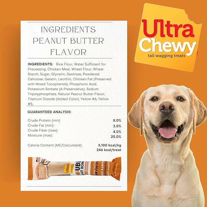 Ultra Chewy Favorites Double Treat Bones, Made in The USA, Healthy Treats, Easy to Digest, Promotes Dental Health (Assorted Flavors, 2 Packs/9 Bones Per Pack)