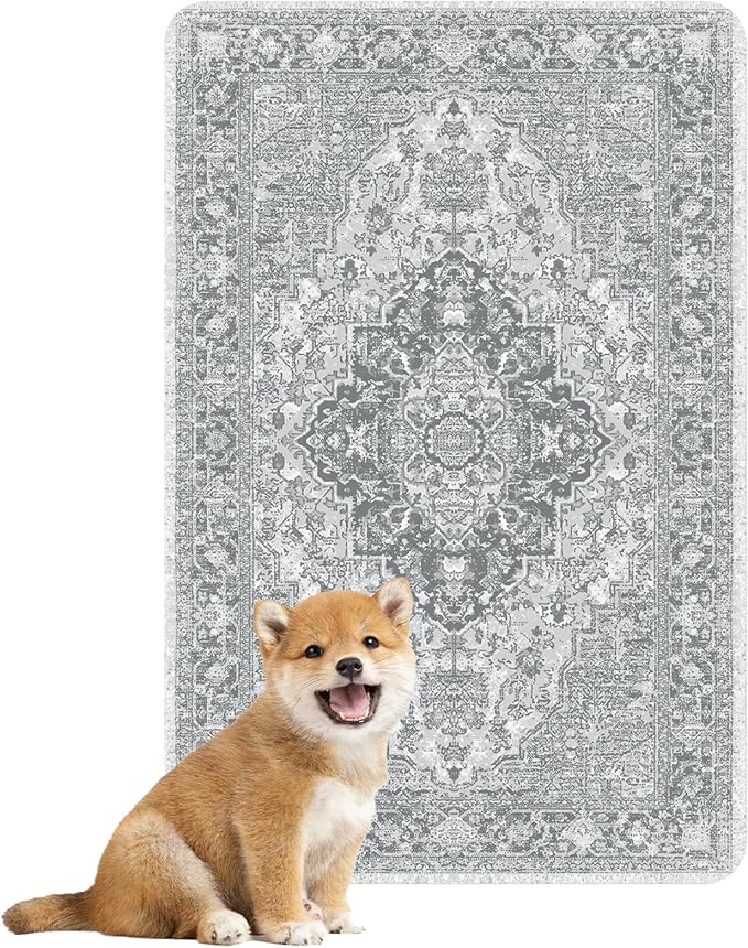 nunubaby 4PACK Washable Pee Pads for Dogs, Stylish, Non-Slip and Leak-Proof Pee Pads. Reusable Potty Pads for Dogs for Crates and Floors.(Gray/Geo, 24" x36" )