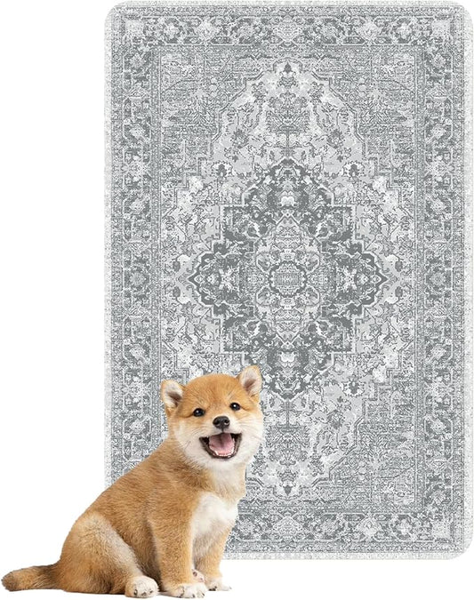 nunubaby 4PACK Washable Pee Pads for Dogs, Stylish, Non-Slip and Leak-Proof Pee Pads. Reusable Potty Pads for Dogs for Crates and Floors.(Gray/Geo, 24" x36" )