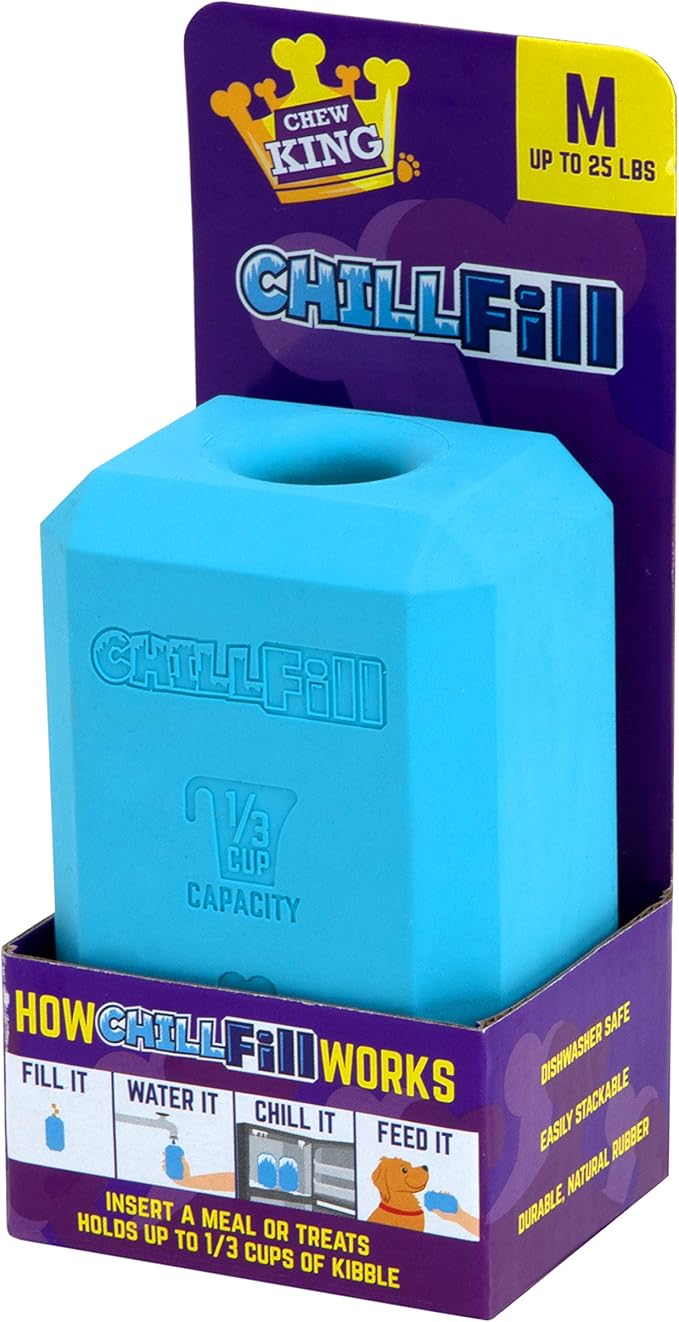 Chew King Premium Treat Dog Toy, Medium, Extremely Durable Natural Rubber Fillable Toy Collection, Frozen Feeding