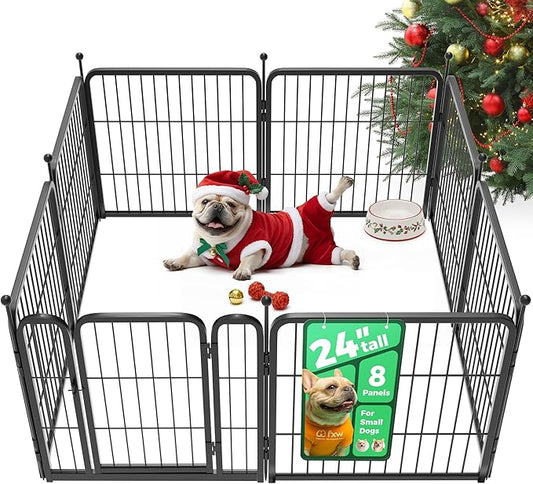 FXW Rollick Unleashed Dog Playpen for Indoor, Yard, RV Camping, 24 inch 8 Panels for Small and Puppy Dogs, Black│Patented