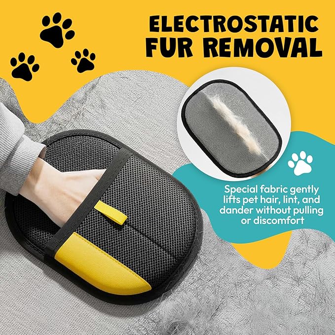 Pet Hair Remover Gloves for Dogs & Cats – 2-Piece Fur Removal Set