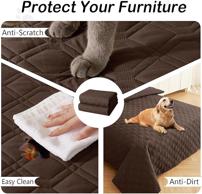 hyha Waterproof Dog Bed Blanket, Soft Pet Blankets, Waterproof Couch Cover for Dogs, Reversible Sofa Covers Washable for Furniture (40x80 Inch, Chocolate/Chocolate)