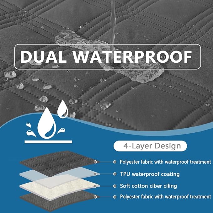 hyha Waterproof Dog Blanket, Reversible Pet Bed Blanket, Soft Sofa Couch Cover for Dogs Washable, Waterproof Pet Couch Covers for Sofa Puppy Cats Furniture Protector(52"x82", Dark Grey/Dark Grey)