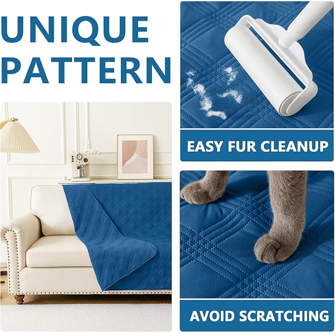 hyha Waterproof Dog Blanket, Reversible Pet Bed Blanket, Soft Sofa Couch Cover for Dogs Washable, Waterproof Pet Couch Covers for Sofa Puppy Cats Furniture Protector(30"x53", Navy Blue/Navy Blue)