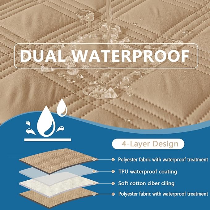 hyha Waterproof Dog Blanket, Reversible Pet Bed Blanket, Soft Sofa Couch Cover for Dogs Washable, Waterproof Pet Couch Covers for Sofa Puppy Cats Furniture Protector(68"x82", Camel/Camel)