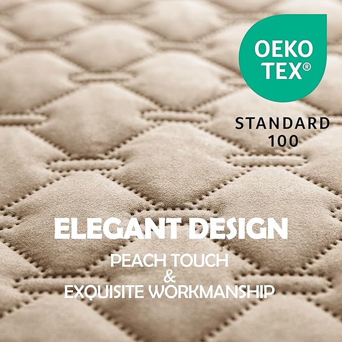 gogobunny 3X Stronger Waterproof Pet Blanket, Scratch Proof Furniture Protector for Dogs Cats, Reversible Cover 82x82 Inch, Dark Beige