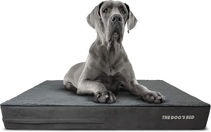 The Dog’s Bed Orthopedic Memory Foam Dog Bed, XXL Grey Plush, Pain Relief for Arthritis, Hip & Elbow Dysplasia, Post Surgery, Lameness, Supportive Calming Waterproof Washable Cover Veterinary Approved