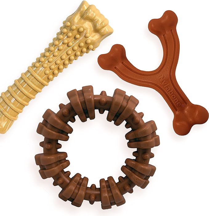 Nylabone Customer Favorites Power Chew Toy Bundle for Dogs, Indestructible Dog Toys for Aggressive Chewers, Pack of 3 Dog Toys, Flavor Medley, Large Dogs - Up to 50 lbs, 3 Pack