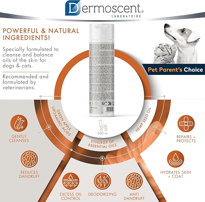 Essential 6 Sebo Shampoo for Dogs, Cats & Pets | 100% Natural, Soap-Free Formula, Reduces Odours, Controls Dandruff, and Enhances Coat Shine, Gentle on Oily Skin