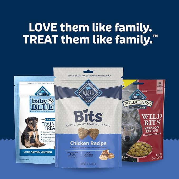 Blue Buffalo Bits Soft Dog Treats for Training, Made with Natural Ingredients & Enhanced with DHA, Chicken Recipe, 19-oz Bag