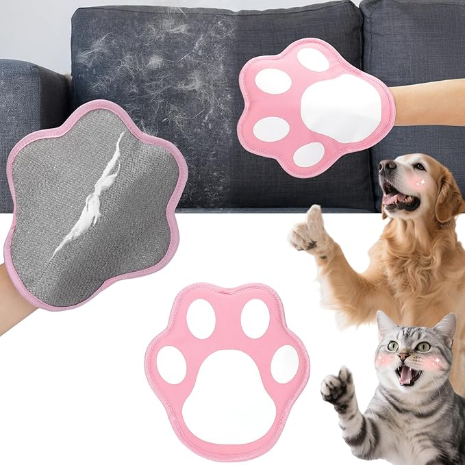 Mity rain 1PCS Pet Hair Removal Glove, Reusable Magical Brush Pet Hair for Cats & Dogs, Electrostatic Pet Hair Remover for Laundry, Carpet, Furniture, Car, Bedding, Easy Cleaning & Grooming Tool Pink