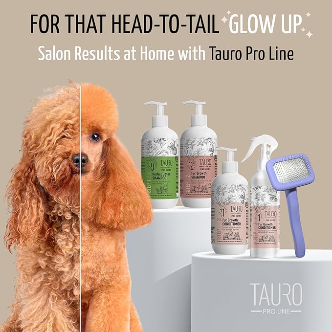 Tauro Pro Line Slicker Brush for Dogs Grooming - Goldendoodle, Poodle & Pomeranian Small Dogs or Cat - Pet Brush for Shedding, Mats or Tangles - Flexible Cushion & Non-Slip Grip (Size S - Purple)