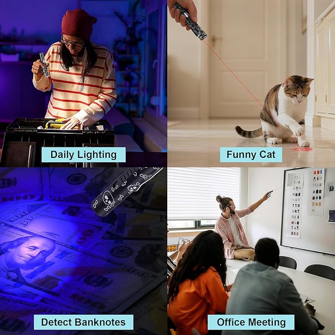 Cat Toy Pointer for Indoor Cats, Battery Level Display Screen, USB Rechargeable Kitten Toys with 7 Adjustable Patterns, Interactive Chase Toys for Indoor Cats & Dogs, Training & Exercise Fun（1 pcs）