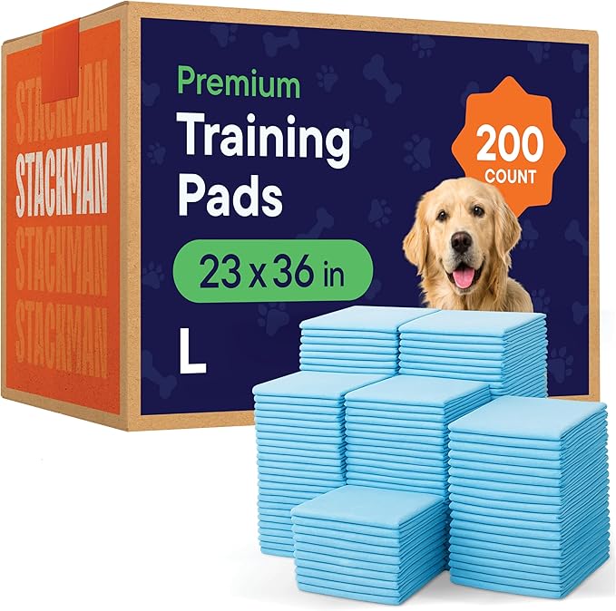 Puppy Pads Pet Pee Pads 23"x36" [200-Count] Pet Training Disposable Pads, Medium Breed Pad, Leak-Proof, Bulk Case Pack - for Cocker Spaniels, Beagles, French Bulldogs, Heavy Duty Surface Protector