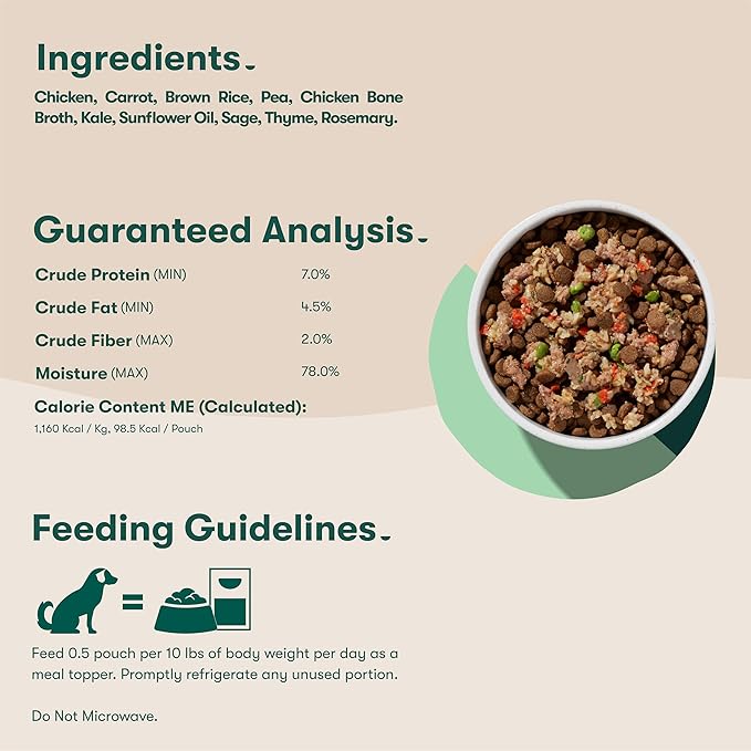 Jinx Chicken Dog Wet Food, Meal or Mix in Dog Toppers for Dry Food, Made with Real Chicken, Bone Broth & Brown Rice, No Fillers, Puppy, Adult, Senior, 3oz, 8 Pack