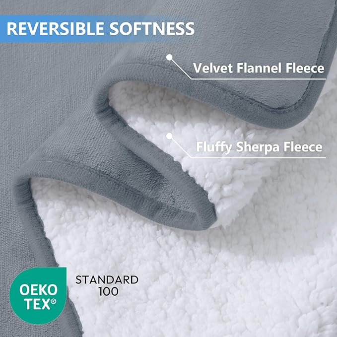 Smiry Waterproof Dog Bed Blanket, Leakproof Pet Throw Blanket for Bed Couch Sofa, Reversible Sherpa Fleece Furniture Protector Cover for Small Medium Large Dogs Cats (Grey, 40x57 inches)