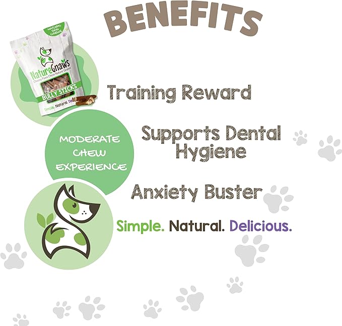 Nature Gnaws Bully Stick Bites for Small Dogs 2-4" (8oz) - Long Lasting for Light Chewers and Puppies - Natural Beef Dog Chew Treats - Rawhide Free